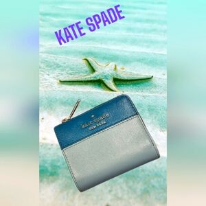 KATE SPADE STACI COLORBLOCK L-ZIP BIFOLD WALLET COLOR PEPERMINT Sz S